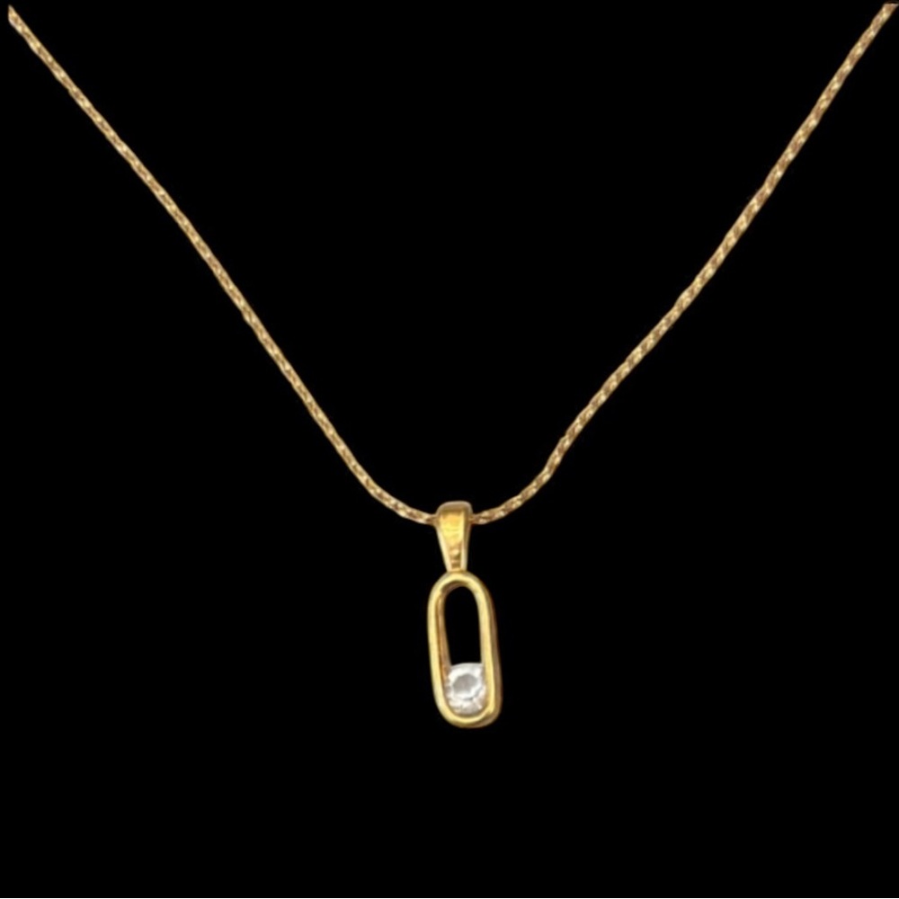 Diamond Solitaire Necklace White Crystal Minimalist Pendant Gold Chain